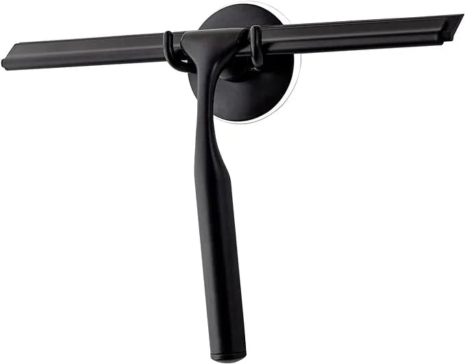 Ettori Shower Squeegee for Glass Doors, Squeegee for Shower Glass Door, Window and Car Glass, Mirrors - All-Purpose Stainless Steel Squeegee, 10 Inches and Black - ModernBath