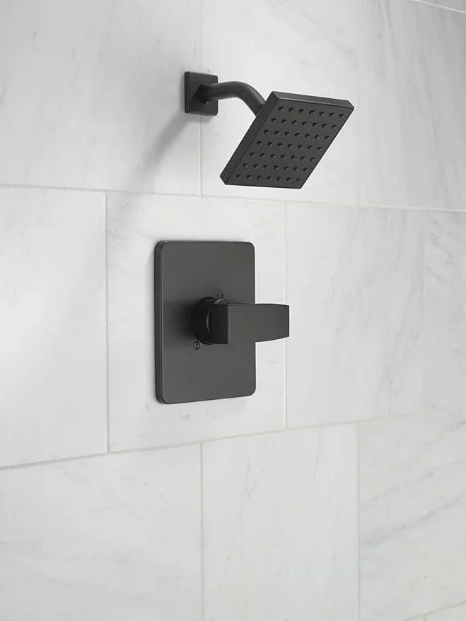 Delta Modern 14 Series Shower Faucet Set, Matte Black Shower Head and Handle Set, Valve Trim Kit, Matte Black T14267-BL-PP (Valve Not Included) - ModernBath
