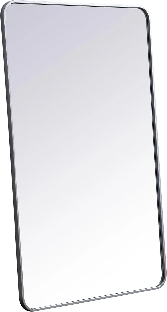 ARS Concepts Aura, Soft Corner Metal Rectangular Mirror 30X48 Inch in, Modern, Silver - ModernBath