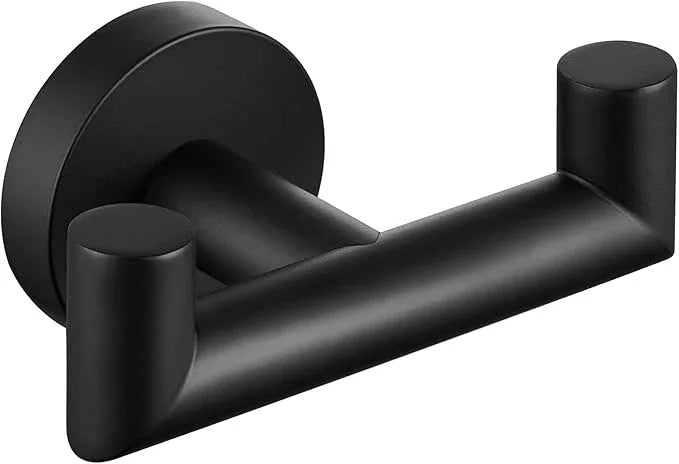Angle Simple Double Towel Hook, Stainless Steel Bathroom Hand Towel Holder, Coat Hook for Wall, Matte Black - ModernBath