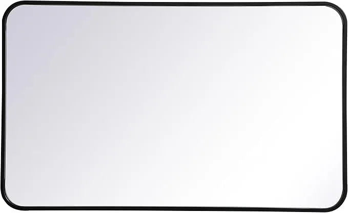 ARS Concepts Aura, Soft Corner Metal Rectangular Mirror 22X36 Inch in, Modern, Black - ModernBath