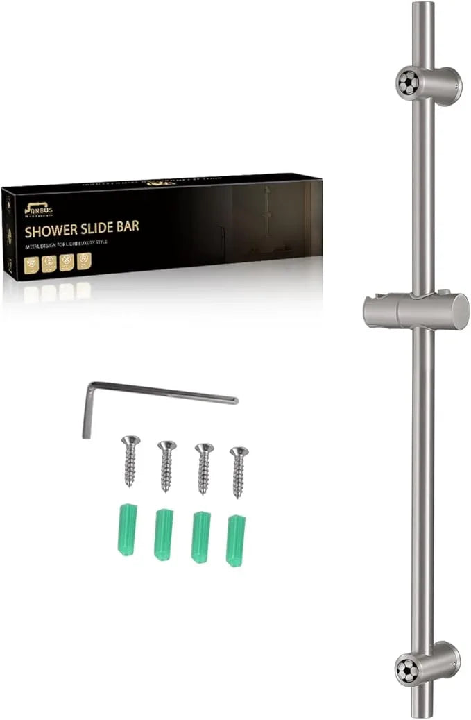 Vanbus Brushed Nickel Shower Slide Bar 32 Inch with Height/Angle Adjustable Handheld Shower head Holder, Bathroom SUS 304 Stainless Steel Wall-Mounted for Bath - ModernBath