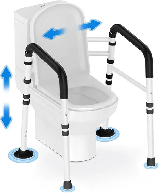 Delog Stand Alone Toilet Safety Rail - Adjustable Width & Height Fit Any Toilet, Medical Toilet Frame for Elderly Handicap Disabled (Black) - ModernBath