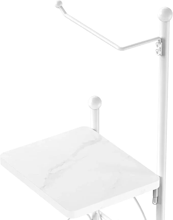 Simple Houseware English Style Bathroom Toilet Tissue Roll Holder Stand with Shelf, White - ModernBath