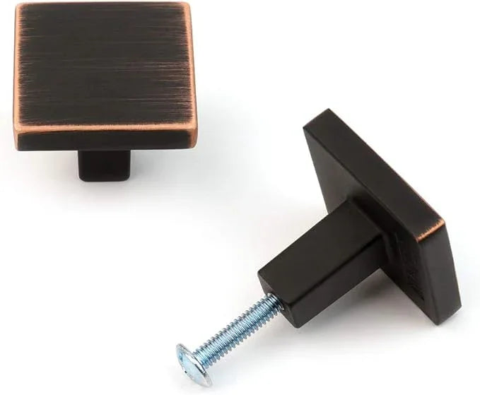 KOOFIZO 10 Pack Oil Rubbed Bronze Cabinet Knobs Bronze Drawer Knobs K03 Square Single Hole Cabinet Pulls for Cabinets Drawer Dresser Cupboard Bedroom Closet Bathroom - ModernBath