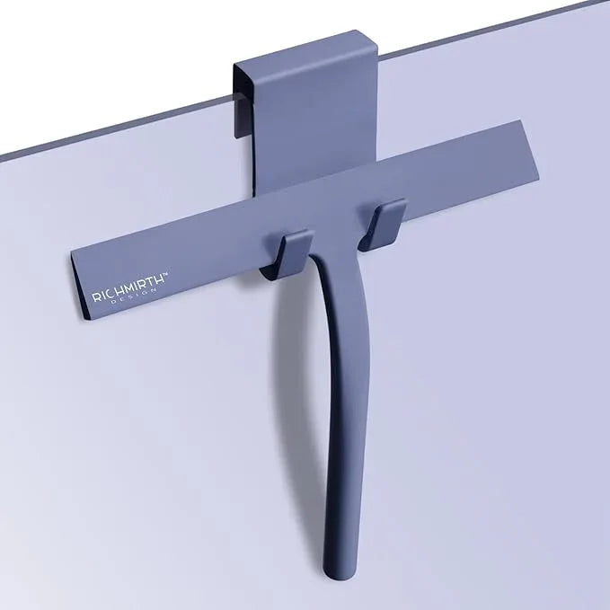 Squiggy for Shower Glass, Richmirth 9" Shower Glass Cleaner Squeegee Silicone Shower Squeegee for Bathroom Mirror Tiles Car Window - Blue - ModernBath