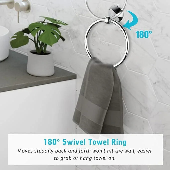 4 Piece Bathroom Accessory Set(Adjustable Towel Bar, Towel Ring, Toilet Paper Holder,Towel Hook), Wall Mounted Bathroom Hardware Accessories Set,Chrome - ModernBath