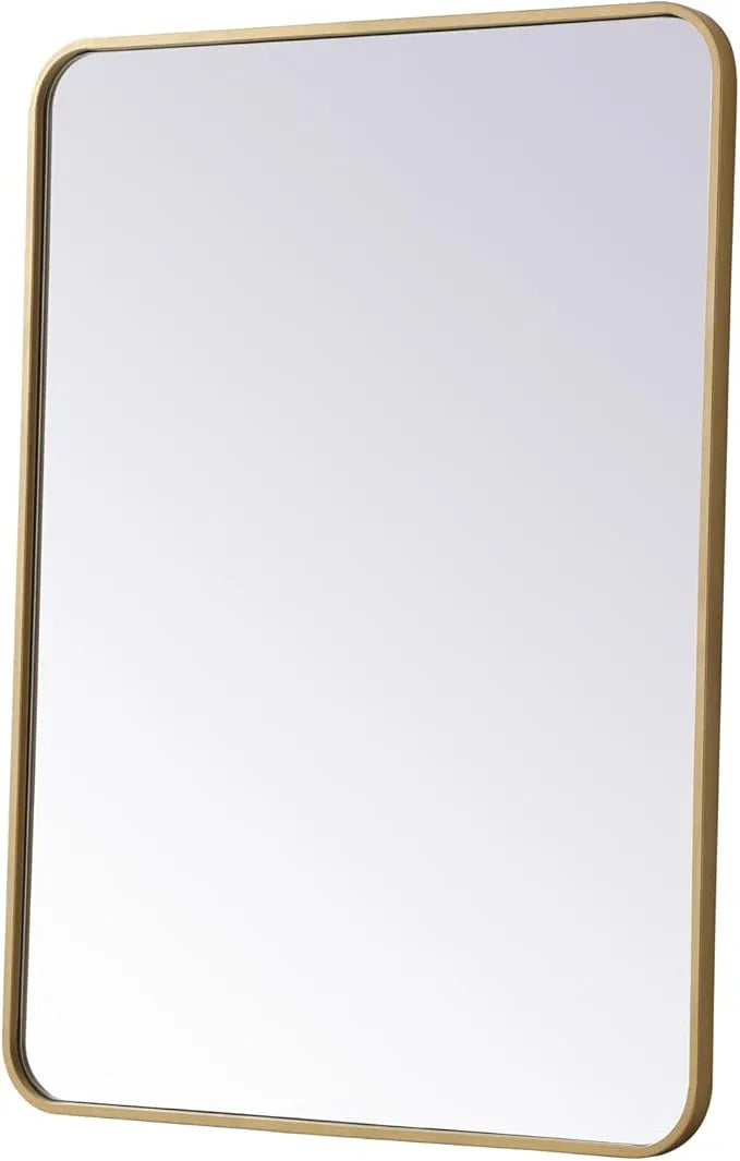 ARS Concepts Aura, Soft Corner Metal Rectangular Mirror 27X36 Inch in, Modern, Brass - ModernBath