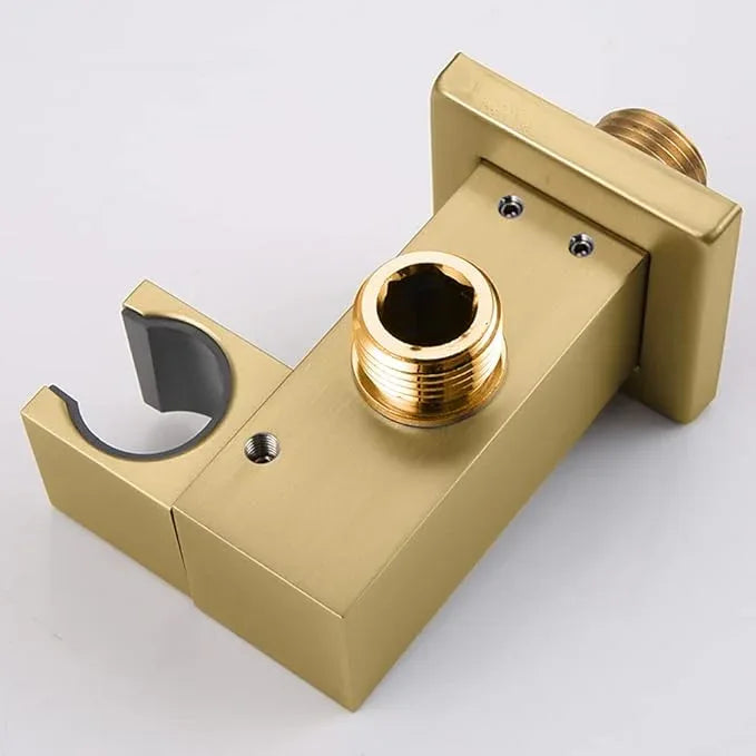 AYIVG Bathroom All Brass Wall Mount Adjustable Handheld Shower Head Bracket Holder, Brushed Gold Finish - ModernBath
