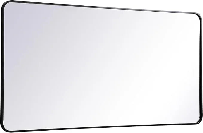 ARS Concepts Aura, Soft Corner Metal Rectangular Mirror 30X60 Inch in, Modern, Black - ModernBath