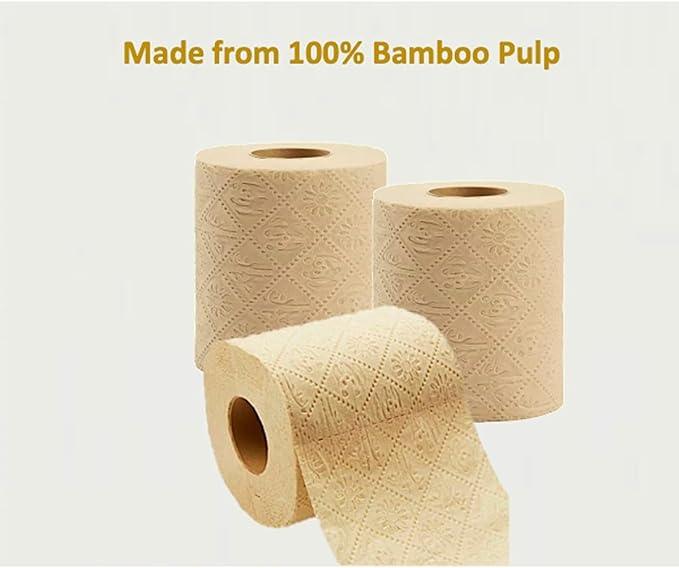 Purafide 100% Bamboo, thick 3-ply toilet paper, tree-free, unbleached, sustainable, 300 sheets per roll (TP 8 rolls) - ModernBath