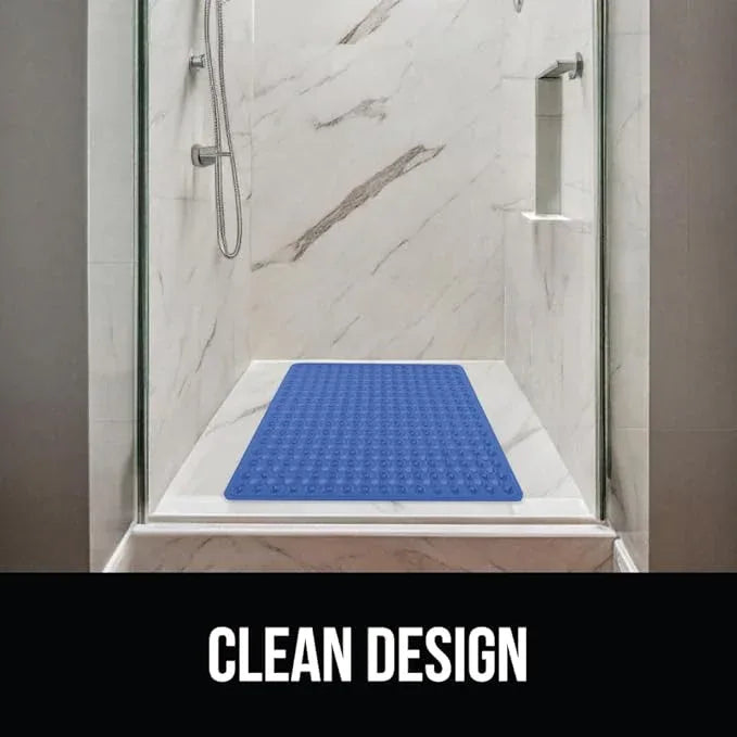 GORILLA GRIP Patented Square Shower Stall Mat, Small Bathtub Floor Mats for Stand Up Showers, Suction Cups, Drain Holes, Machine Wash, Soft on Feet, Bathroom Accessories 21x21 Inch, Royal Blue Opaque - ModernBath