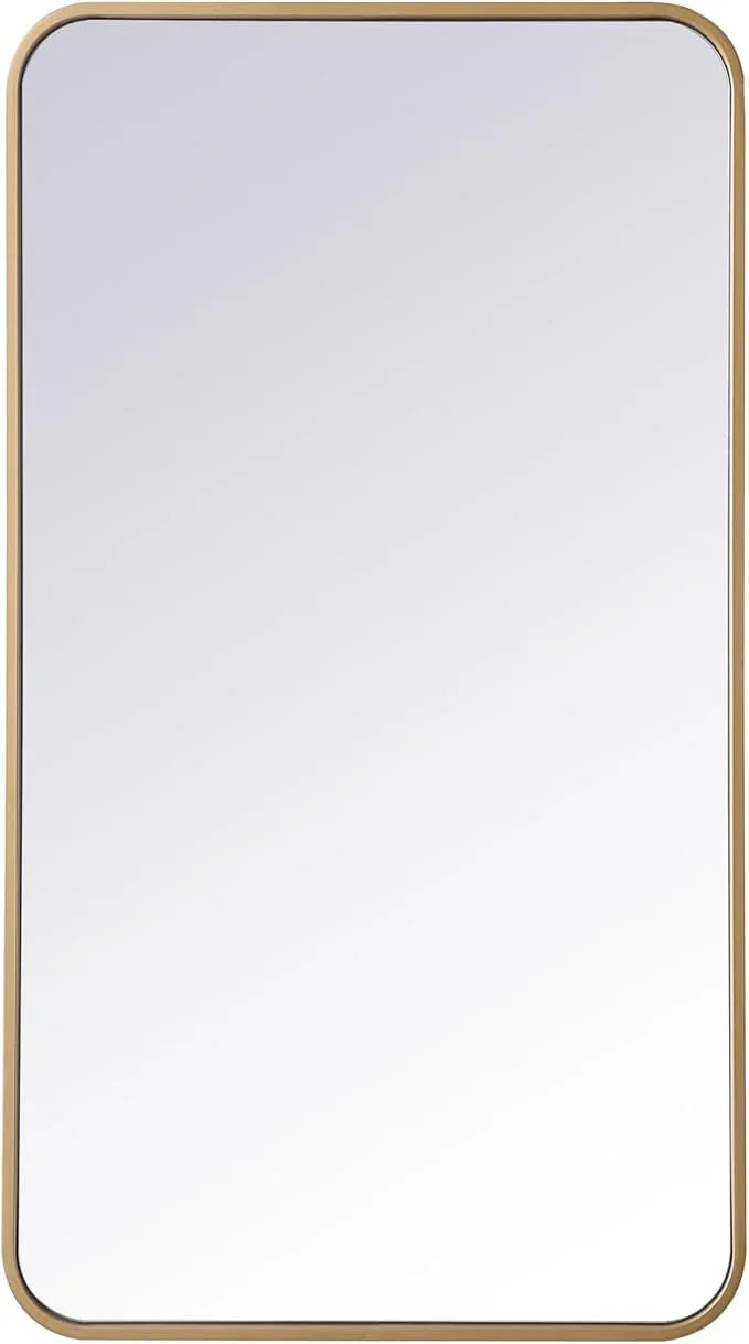 ARS Concepts Aura, Soft Corner Metal Rectangular Mirror 20X36 Inch in, Modern, Brass - ModernBath