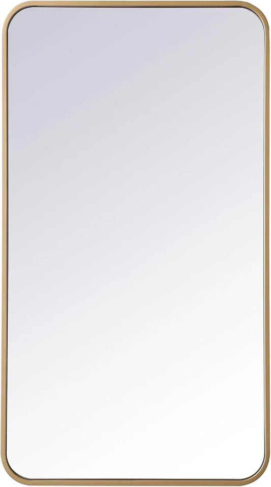 ARS Concepts Aura, Soft Corner Metal Rectangular Mirror 20X36 Inch in, Modern, Brass - ModernBath
