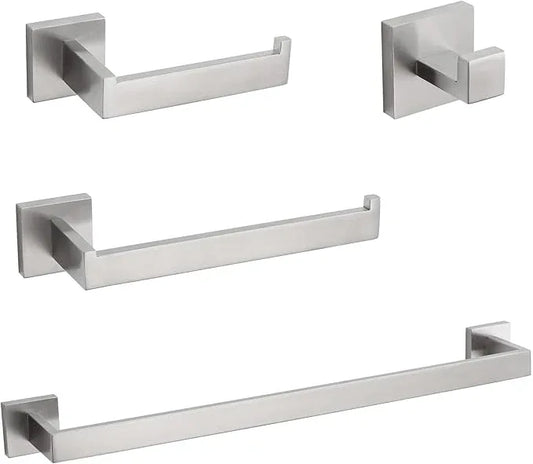 VELIMAX Premium Stainless Steel 4 Pieces Bathroom Hardware Accessories Set Wall Mounted Towel Bar Set, Brushed, 23.6-Inch - ModernBath