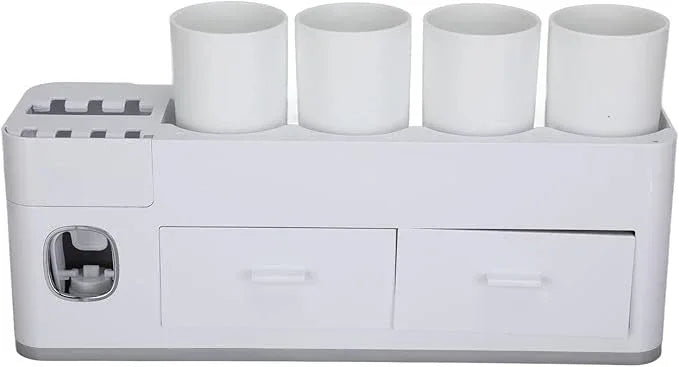 Hanging Magnetic Toothbrush Holder Set with Toothpaste Dispenser Squeezer Toiletry Drawer Holder for Bathroom - ModernBath
