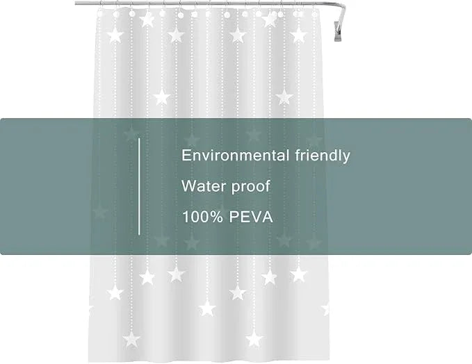 LQFMEHOT Peva Shower Curtain Liner,White Pentagram 5G Shower Liners with 12 Rustproof Metal Grommets and Weighted Magnets, Waterproof Duty Shower Curtains for Shower Bathroom 72 x 72 - ModernBath