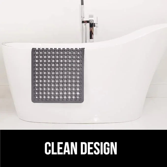 GORILLA GRIP Patented Bath Tub Shower Mat, Machine Washable Bathtub Floor Liner Mats, Suction Cups and Drain Holes to Keep Tubs Clean, Soft on Feet, Bathroom Essentials, 35x16 Inch, Gray Opaque - ModernBath