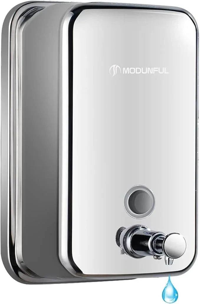 modunful Stainless Steel Soap Dispenser – 27oz Wall Mounted for Family Use, Brushed Nickel, Leak-Proof Pump, Durable Design for Busy Households - ModernBath