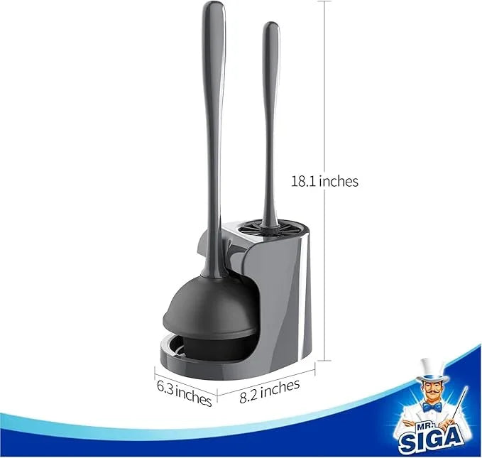 MR.SIGA Toilet Plunger and Bowl Brush Combo for Bathroom Cleaning, Gray, 2 Sets - ModernBath