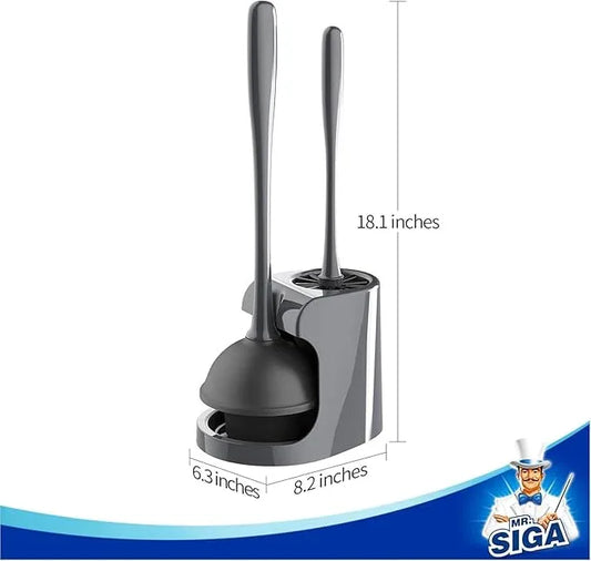 MR.SIGA Toilet Plunger and Bowl Brush Combo for Bathroom Cleaning, Gray, 2 Sets - ModernBath