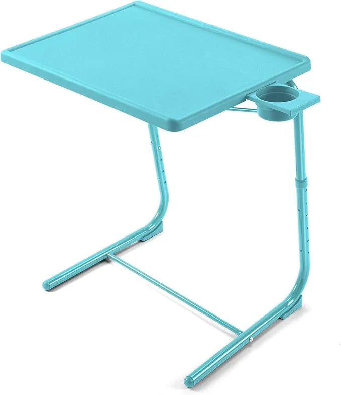 HUANUO Adjustable TV Tray Table - TV Dinner Tray with Cup Holder on Bed & Sofa, Comfortable Folding Table with 6 Height & 3 Tilt Angle Adjustments for Laptop (Azure) - ModernBath