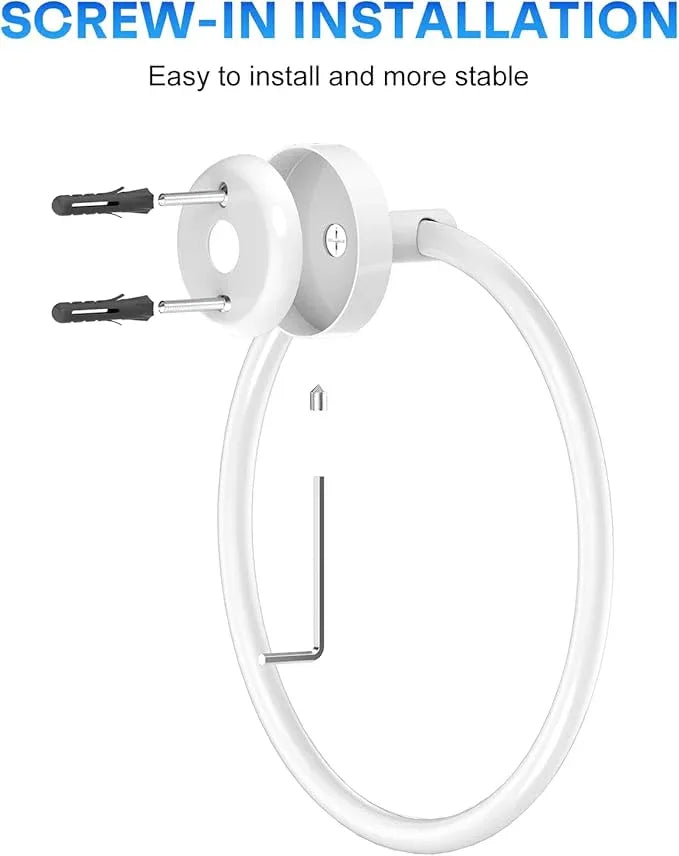 Hand Towel Holder Screw-in Stainless Steel Towel Ring for Bathroom Wall White Towel Hanger Round Towel Racks for Bathroom Decor and Accessories - ModernBath