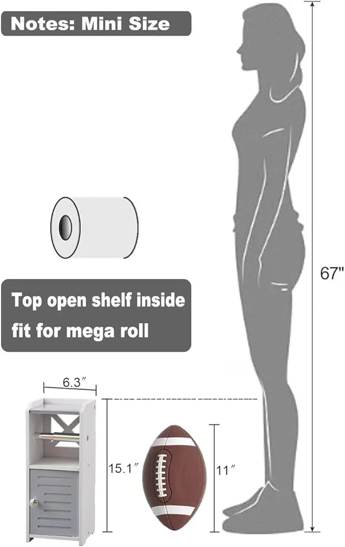 AOJEZOR Toilet Paper Holder Stand: PVC Bathroom Cabinet Storage for Apartment Dwellers - Bathroom Storage - Light Grey - ModernBath