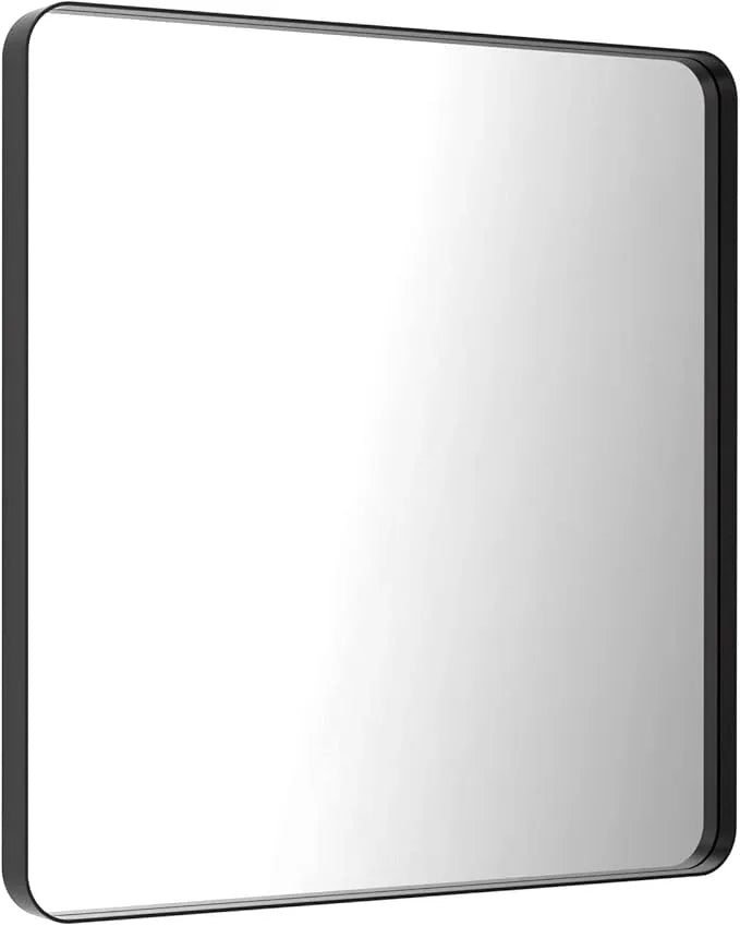 LOAAO 36X36 Inch Black Metal Framed Bathroom Mirror for Wall, Matte Black Bathroom Vanity Mirror Farmhouse, Anti-Rust, Tempered Glass, Hangs Horizontally or Vertically - ModernBath