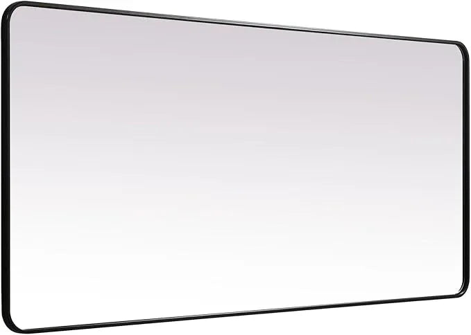 ARS Concepts Aura, Soft Corner Metal Rectangle Mirror 32X72 Inch in, Modern, Black - ModernBath