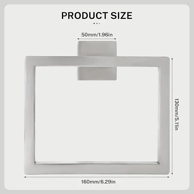 2-Piece Brushed Nickel Square Towel Ring,Modern Hand Towel Holder for Bathroom,Stainless Steel Towel Hangers Wall-Mounted Towel Rack - ModernBath