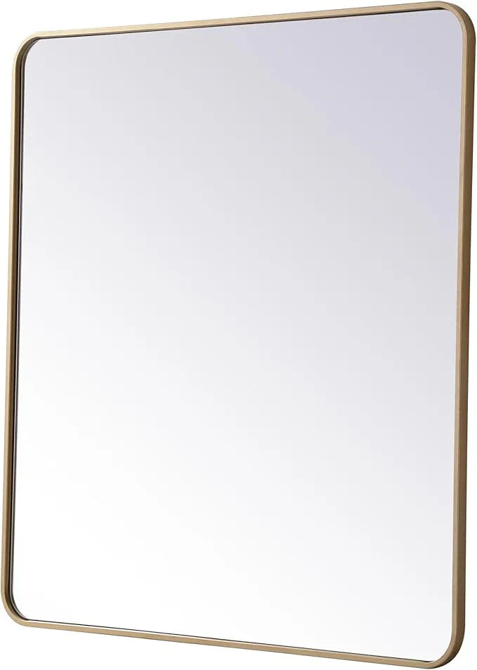 ARS Concepts Aura, Soft Corner Metal Rectangular Mirror 36X40 Inch in, Modern, Brass - ModernBath
