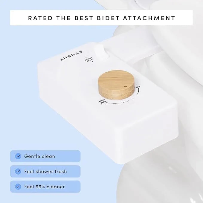 TUSHY Classic 3.0 Bidet Toilet Seat Attachment - A Non-Electric Self Cleaning Water Sprayer with Adjustable Water Pressure Nozzle, Angle Control & Easy Home Installation (White/Gold) - ModernBath