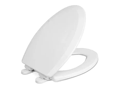 Centoco Elongated Toilet Seat, Heavy-Duty Wood Core with Plastic Scratch-Resistant Finish, Soft Close, Made in the USA, 900SC-001, White - ModernBath