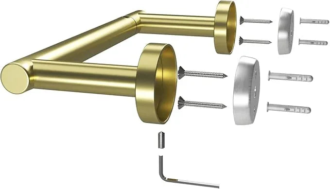 Gold Toilet Paper Holder - Metal Bathroom Flexible Pivoting Tissue Handle on Wall Mounted, SUS 304 Stainless Steel Adjustable TP Large Mega Roll Holder Classic Matte - ModernBath