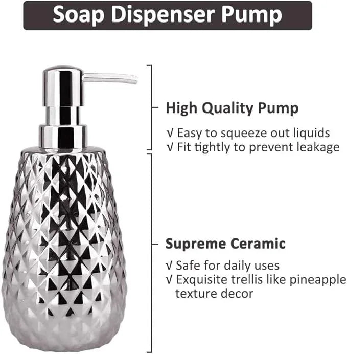 Silver Bathroom Accessories Set, Moroccan Trellis Bathroom Ensemble Complete Sets for Bath Decor Includes Soap Dispenser Pump, Toothbrush Holder, Tumbler, Soap Dish, Ideas Home Gift - ModernBath