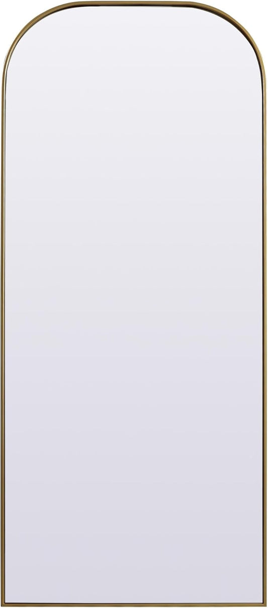 Illuminate, Metal Frame Arch Full Length Mirror 32X76 Inch in, Modern, Brass