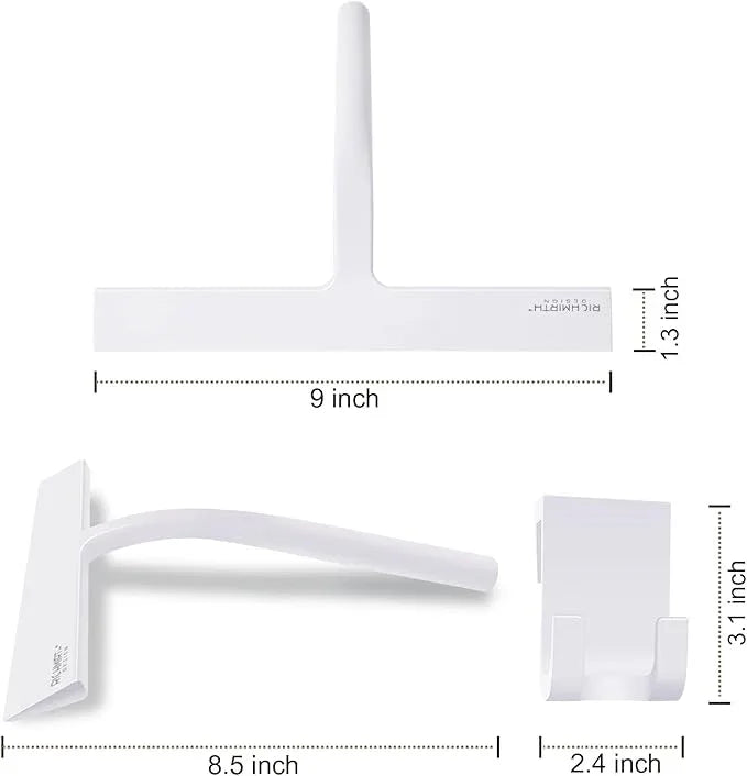 Shower Squeegee 9" with Silicone Hook - All Purpose Squeegee for Shower Glass Door Mirrors Bathroom Tiles Car Windows Glass Door Blade Showers - White - ModernBath