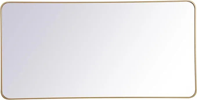 ARS Concepts Aura, Soft Corner Metal Rectangular Mirror 30X60 Inch in, Modern, Brass - ModernBath