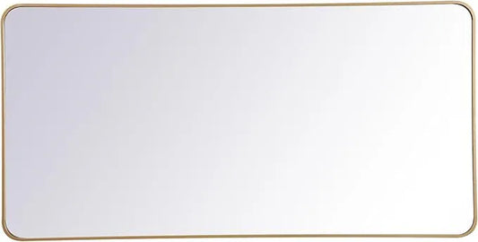 ARS Concepts Aura, Soft Corner Metal Rectangular Mirror 30X60 Inch in, Modern, Brass - ModernBath