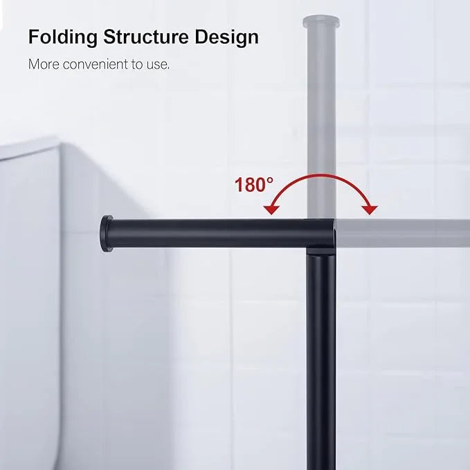 BAGNOLUX Bathroom Toilet Paper Holder Stand with Reserve, SUS304 Stainless Steel Rustproof Pedestal Tissue Roll Holder Heavy Duty (Matte Black) - ModernBath