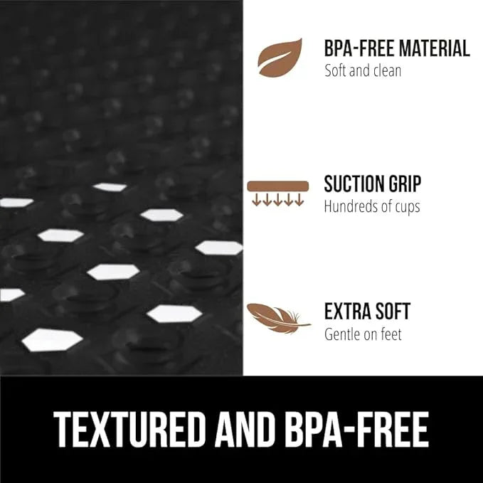 GORILLA GRIP Patented Square Shower Stall Mat, Small Bathtub Floor Mats for Stand Up Showers, Suction Cups and Drainage Holes, Machine Wash, Soft on Feet, Bathroom Accessories 21x21 Inch, Black Opaque - ModernBath