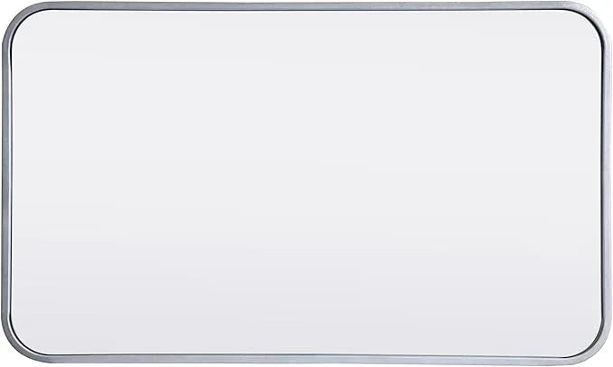 ARS Concepts Aura, Soft Corner Metal Rectangular Mirror 18X30 Inch in, Modern, Silver - ModernBath