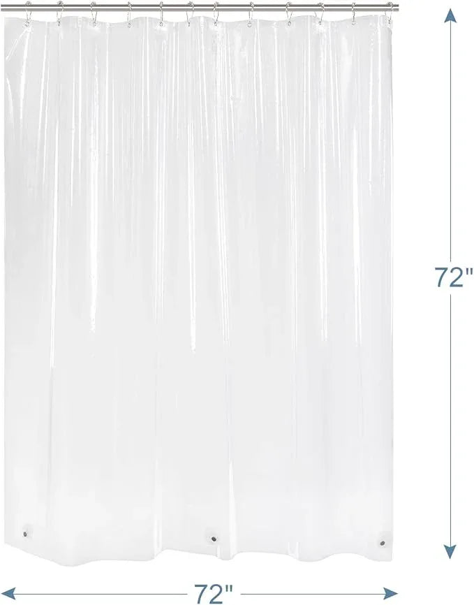 AmazerBath Clear Shower Curtain, 72x72 Plastic Shower Curtain, PEVA Waterproof Shower Curtain, Medium Weight Shower Curtains for Bathroom with 3 Weighted Magnets and 12 Rustproof Grommet Holes - ModernBath