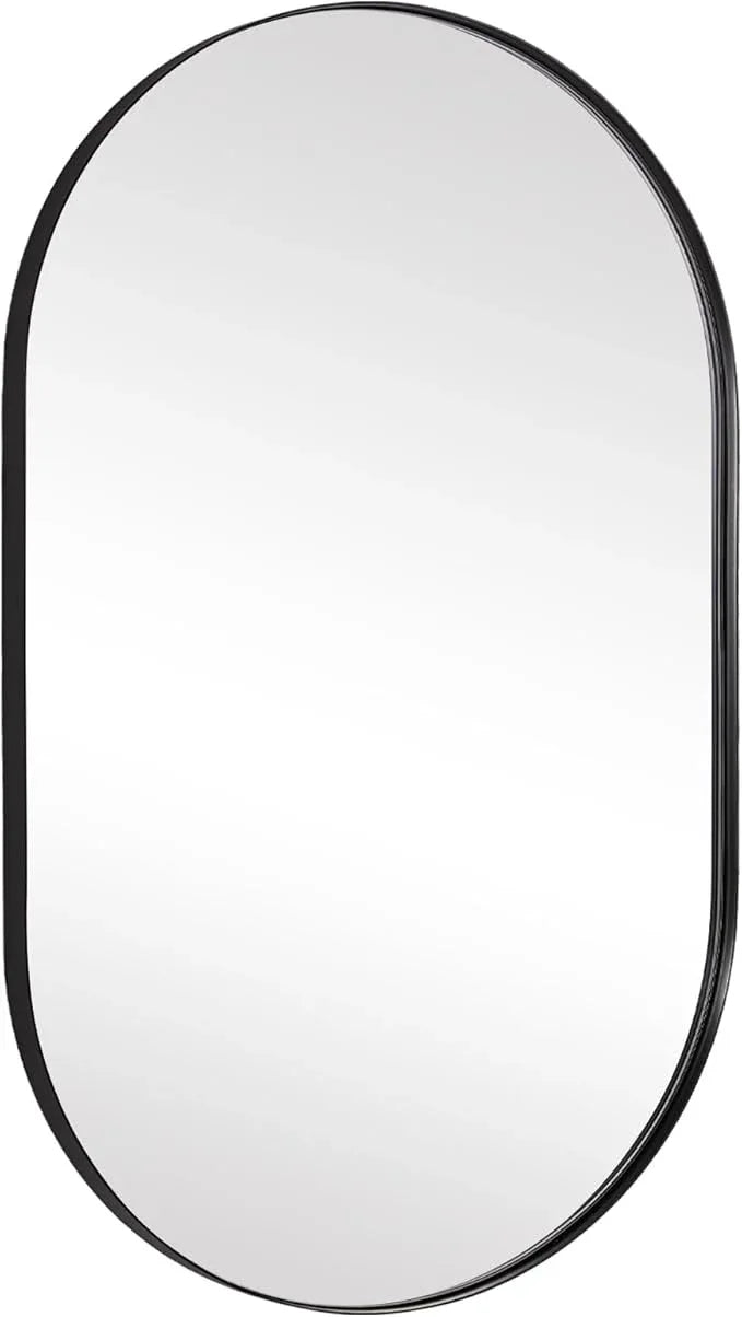 ANDY STAR Black Mirror Vanity, 24x36’’ Oval Mirrors for Bathroom, Black Oval Mirror, Pill Shaped Mirror, Vanity Mirrors Stainless Steel Metal Frame Wall-Mounted Ideal for Bathroom - ModernBath