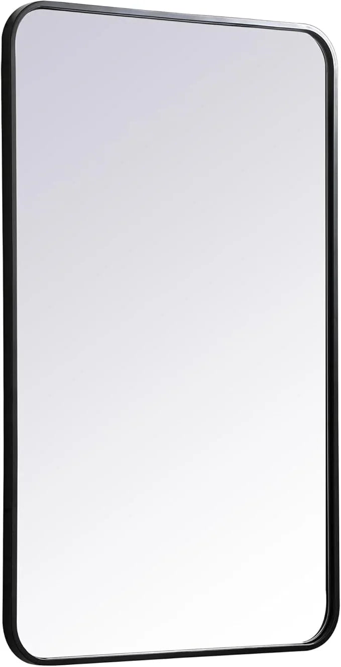 ARS Concepts Aura, Soft Corner Metal Rectangular Mirror 22X36 Inch in, Modern, Black - ModernBath