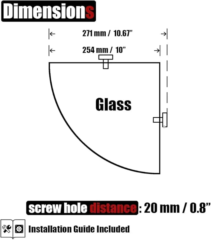 JQK Corner Glass Shelf, Brushed Steel Bathroom 304 Stainless Steel Shower Triangle Floating Wall Shelf, 10 x 10 Tempered Glass, 3 Pack, TGS190L10-BN-P3 - ModernBath