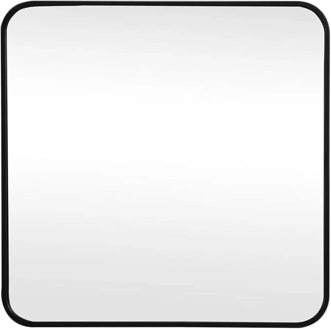 ARS Concepts Aura, Soft Corner Metal Square Mirror 24X24 Inch in, Modern, Black - ModernBath