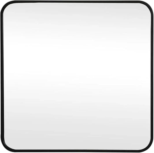 ARS Concepts Aura, Soft Corner Metal Square Mirror 24X24 Inch in, Modern, Black - ModernBath