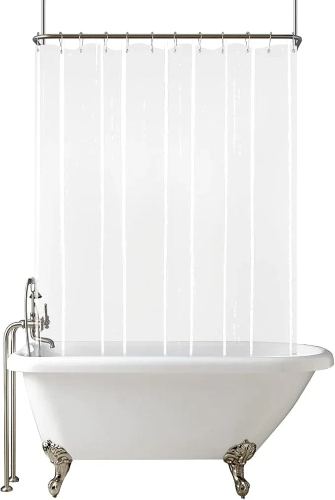 GBYcLyw Clear Extra Wide Shower Curtain Liner Short Length 60 Inch for Clawfoot Bath Tub Curtain Sets with 6 Bottom Magnets for Bathroom Freestanding Tub 18 Metal Hooks Included 60''L x 108''W - ModernBath